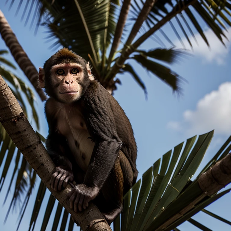 monkey on a palm tree