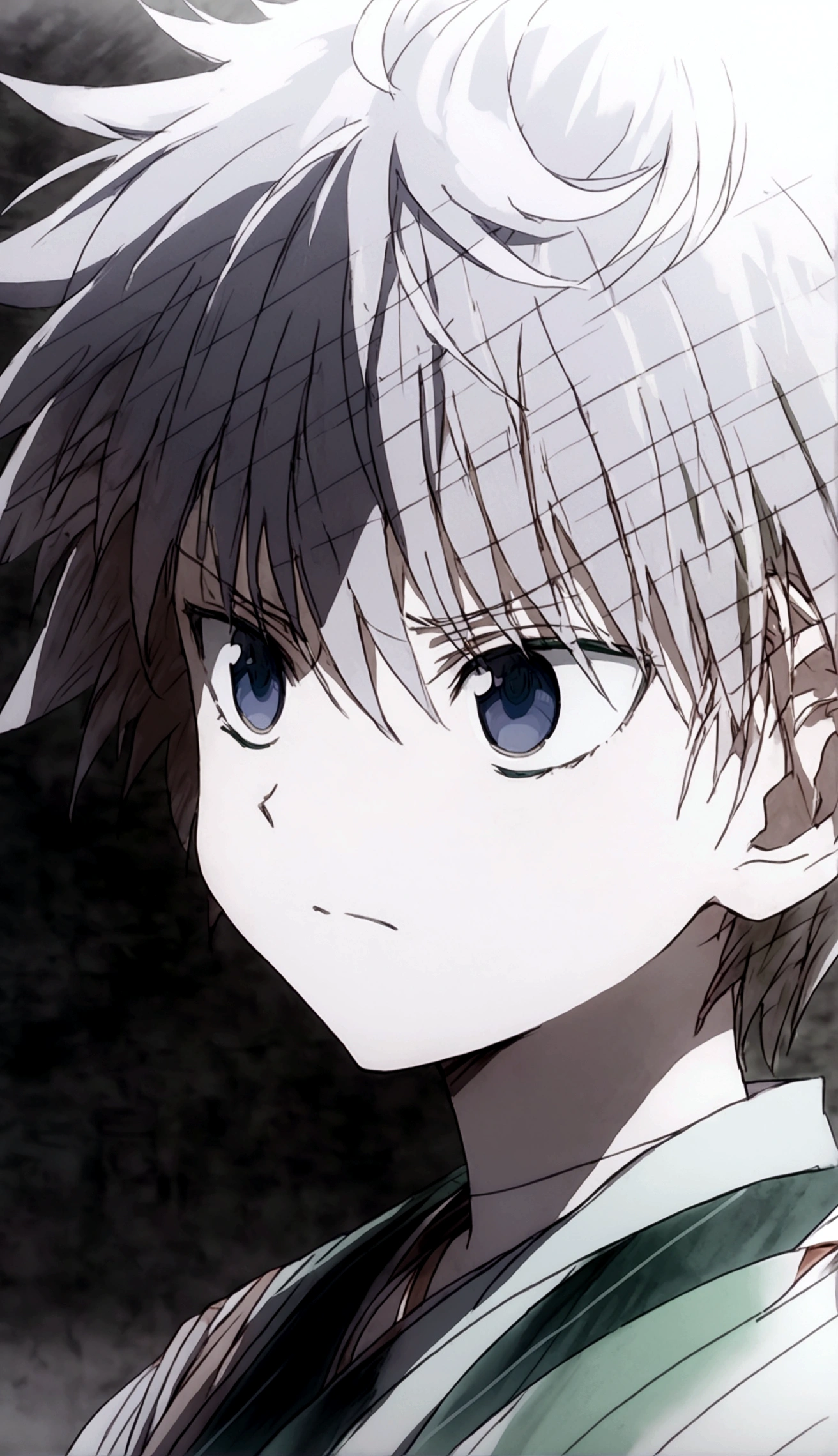 killua is very sad, frustrated face, sad, 