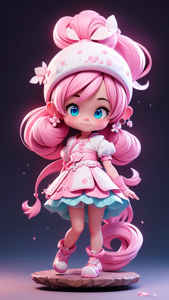 Pink long hair、White dress anime character, Pink ponytail hair and cyan eyes, 2. 5D CGI anime fantasy artwork, Official Character Art, Kushat Krenz Key Women in Art, Shadowverse character concept, 3D Rendered Official Art, Anime Goddess, JRPG character art, Rendering a cute 3D anime girl