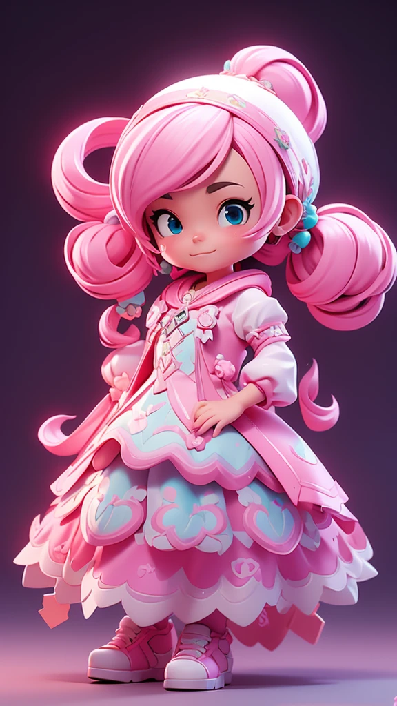 Pink long hair、White dress anime character, Pink ponytail hair and cyan eyes, 2. 5D CGI anime fantasy artwork, Official Character Art, Kushat Krenz Key Women in Art, Shadowverse character concept, 3D Rendered Official Art, Anime Goddess, JRPG character art, Rendering a cute 3D anime girl