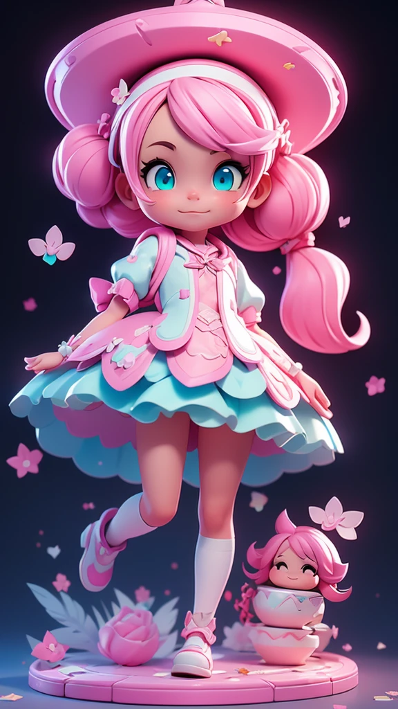 Pink long hair、White dress anime character, Pink ponytail hair and cyan eyes, 2. 5D CGI anime fantasy artwork, Official Character Art, Kushat Krenz Key Women in Art, Shadowverse character concept, 3D Rendered Official Art, Anime Goddess, JRPG character art, Rendering a cute 3D anime girl