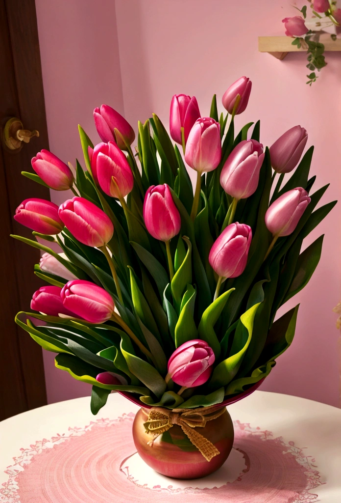 A bouquet of tulips，pink