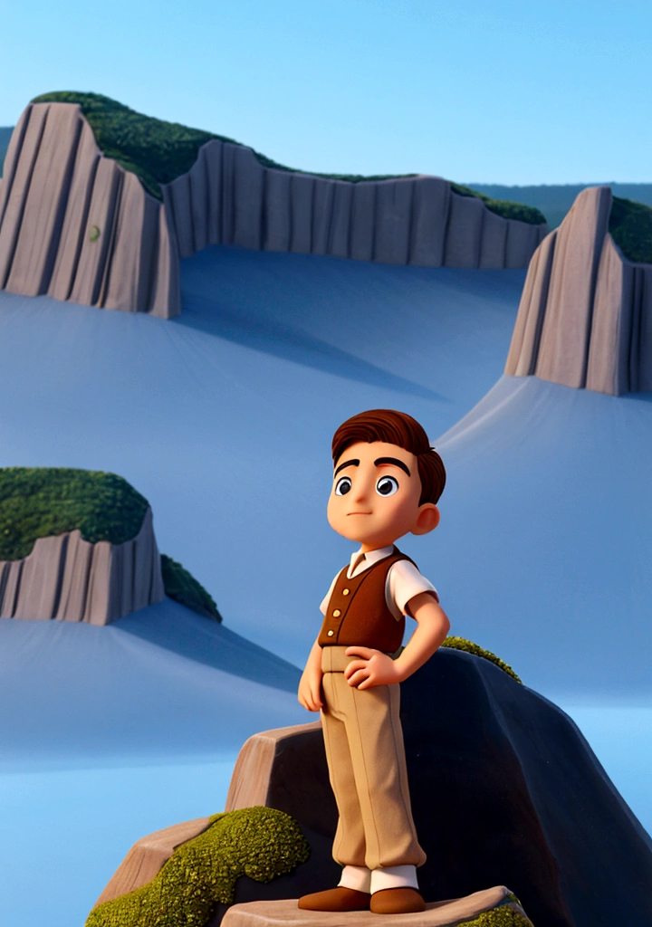 close up of a boy standing on the mountain 