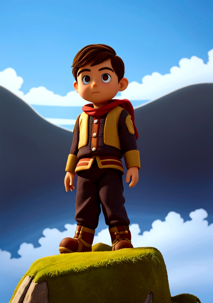 close up of a boy standing on the mountain 