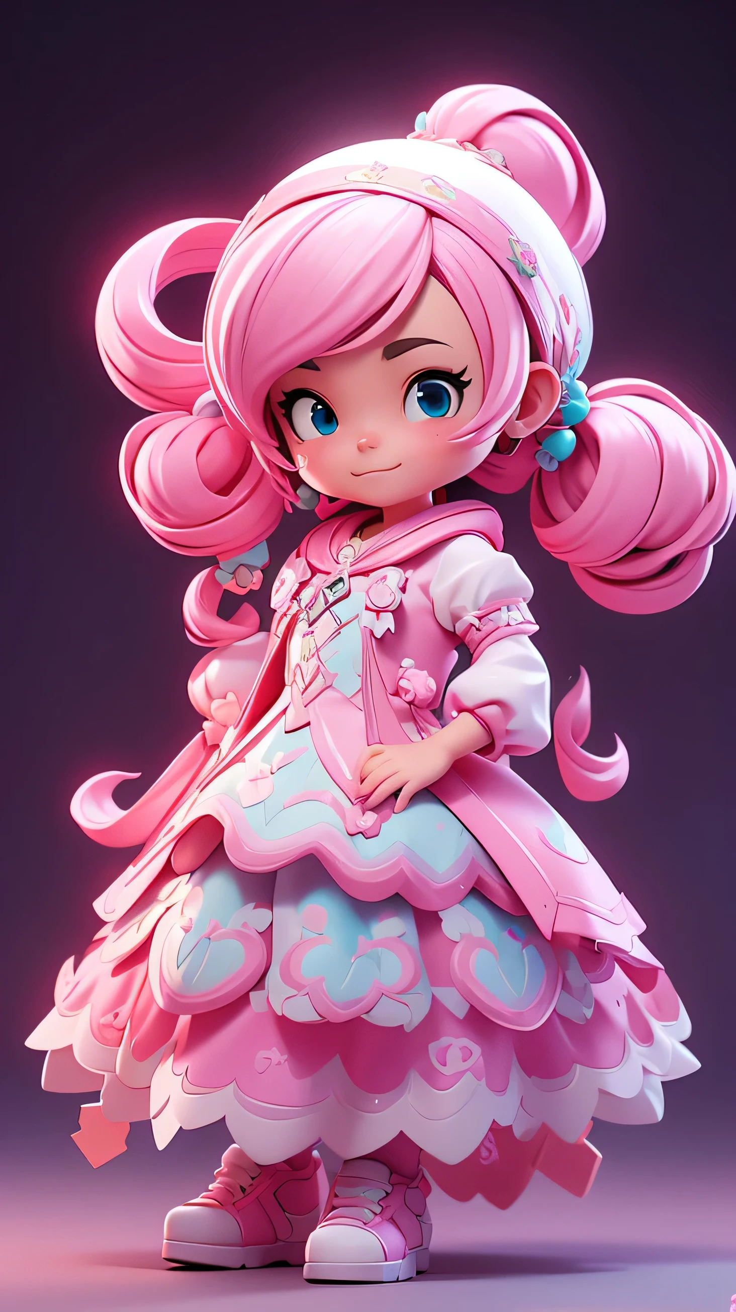 Pink long hair、White dress anime character, Pink ponytail hair and cyan eyes, 2. 5D CGI anime fantasy artwork, Official Character Art, Kushat Krenz Key Women in Art, Shadowverse character concept, 3D Rendered Official Art, Anime Goddess, JRPG character art, Rendering a cute 3D anime girl