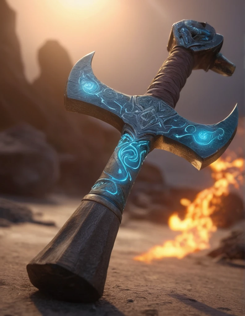 Hammer,
bioluminescent, fabulous, magical radiance, Concept art, depth of field, realistic, cinematic lighting, soft shadows, asymmetrical fractal, colorful, vivid colors, volumetric lighting, wind, particles, ral-crztlgls of a (Battle Axe:1.2) , in a Elder Scrolls setting, 50s Art, Selective focus, 