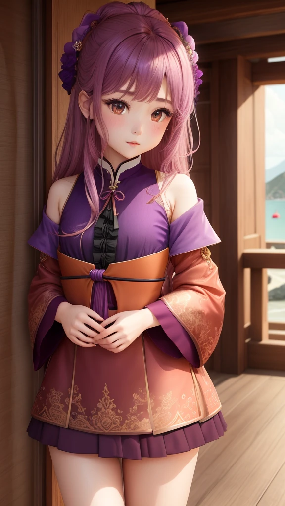 Transparent hair、hime-cut、Golden Eyes、eye glasses、ssmile、early age girls、flat chest、Thin pubic hair、Beautiful open legs、robe、On the roof of a building
