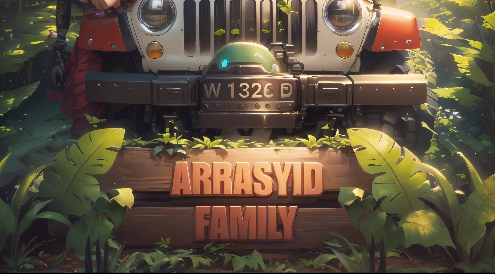 ARRASYID FAMILY. a close up of a sign with a bunch of plants in front of it, farmville, family guy style, family friendly, album art, arney freyag, avatar image, arasaka, kimberly asstyn, アニメ, official artwork, family photo, appalling, happy family, header text”, riyahd cassiem, adult