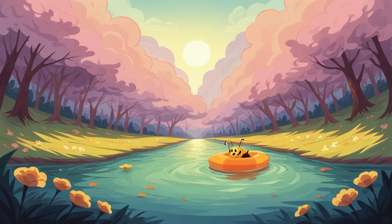 Immerse yourself in the dreamy ambiance of a vast lavender field bathed in the warm hues of a setting sun. Rows of fragrant lavender stretch to the horizon, creating a sea of purple blooms. Fluffy clouds painted in shades of pink and orange float lazily overhead, reflecting in a nearby pond. Bees buzz busily among the flowers, adding to the idyllic charm of this picturesque rural landscape.