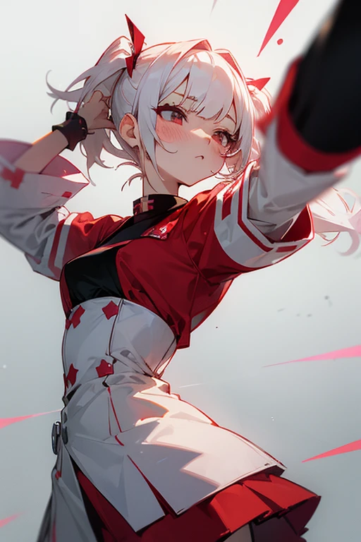 Short white hair, blush, nurse、Punk Fashion、Headbang 2.、Red clothes、Twin tails、sharp、