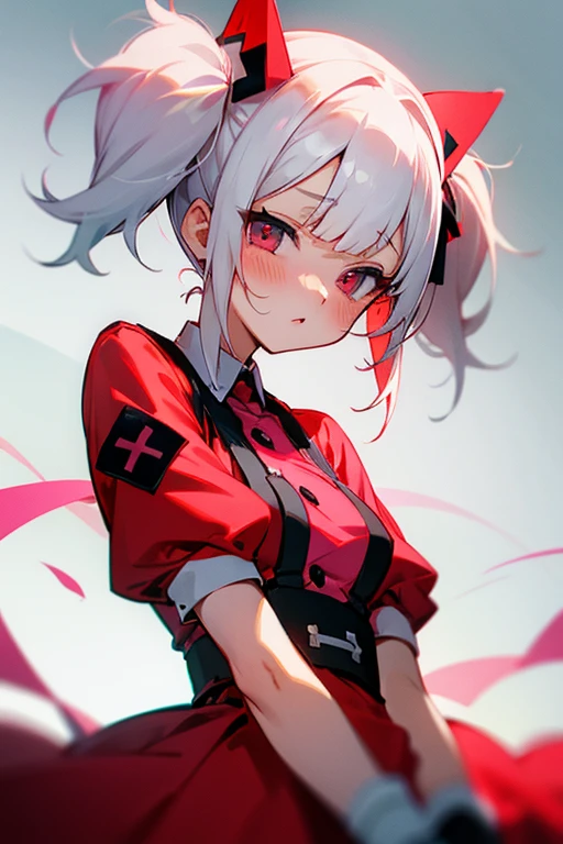 Short white hair, blush, nurse、Punk Fashion、Headbang 2.、Red clothes、Twin tails、sharp、