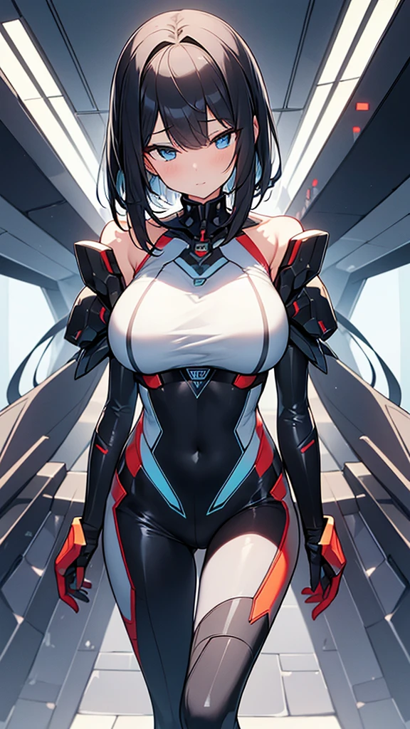 (Highly detailed CG Unity 16k wallpaper,masterpiece, Biological, whole body),(Best lighting, Best Shadow, Very delicate and beautiful),(One girl),blue eyes, Big Breasts, Black Hair,Red and black off-the-shoulder revealing high-cut SF bodysuit,レオタードの服,Neck Seal,High-tech sci-fi corridor, Dynamic pose, Detailed Machinery, Sleek design.,My crotch is wet, {{An extraterrestrial lifeform preys on girls and takes their place、Her breasts are bigger than a real girl&#39;s、Suitable for the mother}}, Unknown sensation, Feels good, Vigorous movement, more, instinct, Female fall, Bouncing chest, loose, loose, Next to a real girl skeleton, NSFW