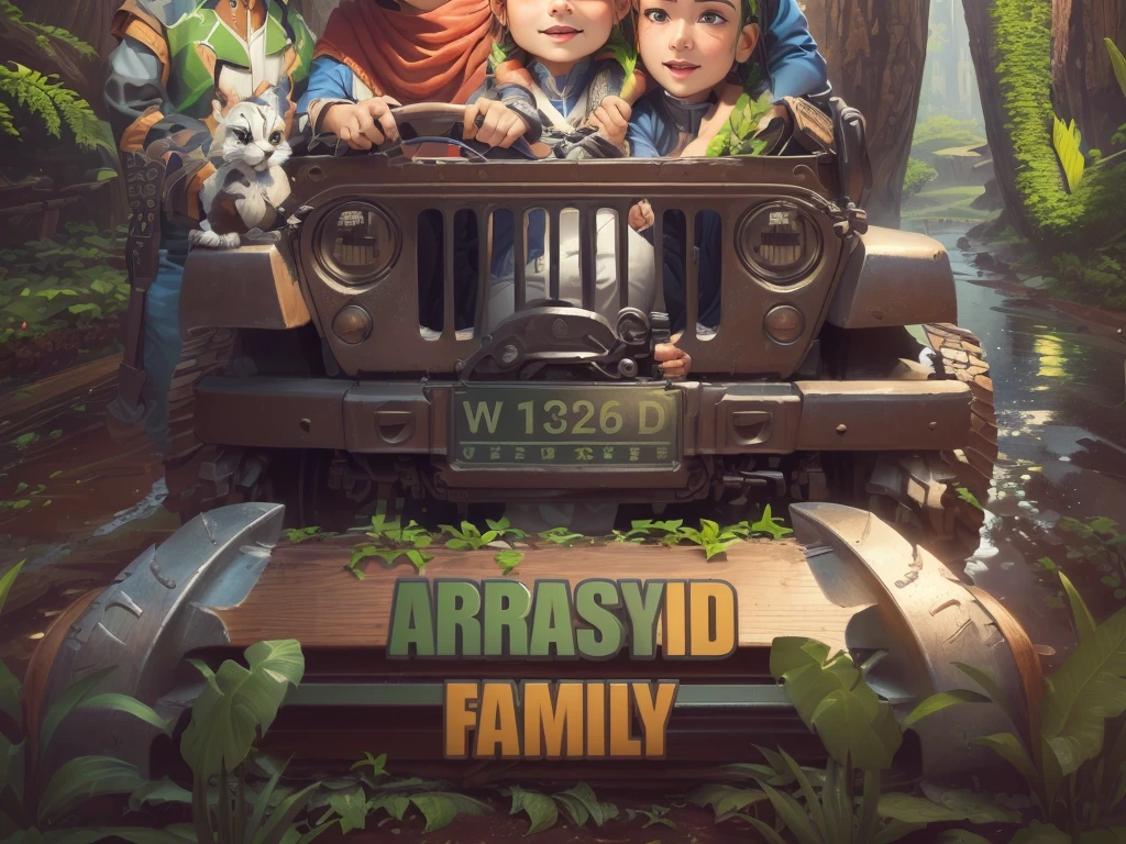 ARRASYID FAMILY. a close up of a sign with a bunch of plants in front of it, farmville, family guy style, family friendly, album art, arney freyag, avatar image, arasaka, kimberly asstyn, アニメ, official artwork, family photo, appalling, happy family, header text”, riyahd cassiem, adult