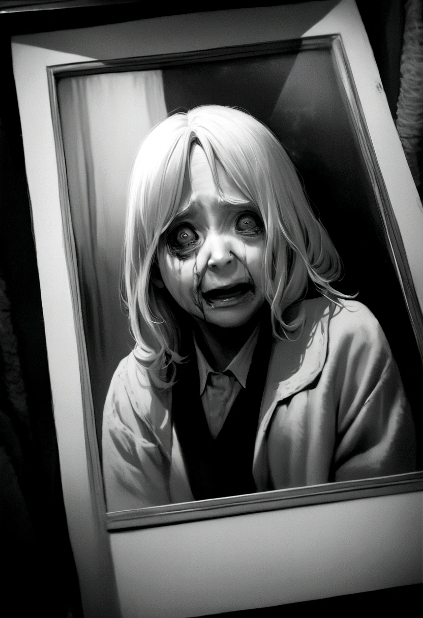 elder、White people、Horror、scared、Black and White、Westerners、Horror Movies、bleed、photograph