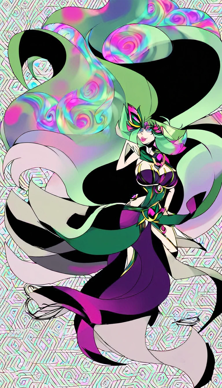divine beautiful dlyad girl, green hair, full body, personified, fantasy, expressive eyes, beautiful face, ethereality, psychedelic, psychedelic delusion, trippy, playfully, masterpiece