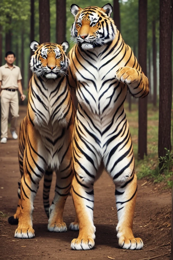 A standing tiger, thousands of women around you