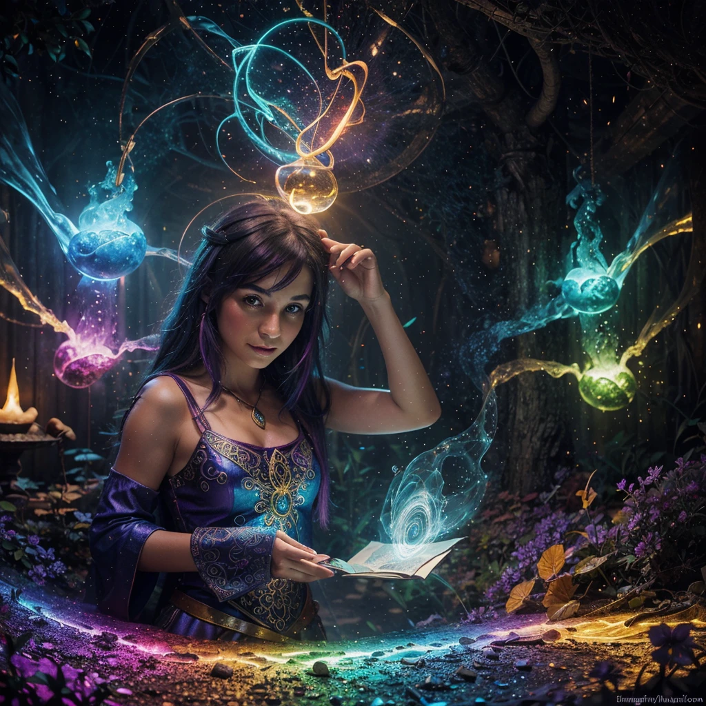 Email Alchemy depicted in a whimsical and colorful fantasy art style, mystical elements, glowing effects, enchanting atmosphere, vibrant colors, detailed textures, magical composition --s 120