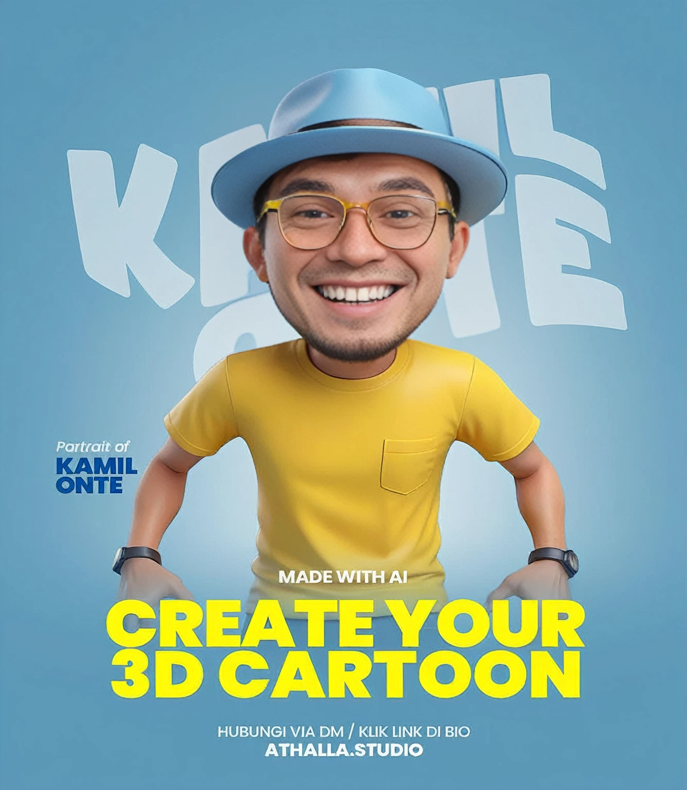a close up of a person wearing a hat and glasses, 3 d cartoon, 3d character, 3 d character, cartoon artstyle, 3 d artist, 3d portrait, cartoon style illustration, in cartoon style, for hire 3d artist, cartoon art style, style of cartoon, cartoon character, 3d matte illustration, 3 d demo reel avatar, 3d animation