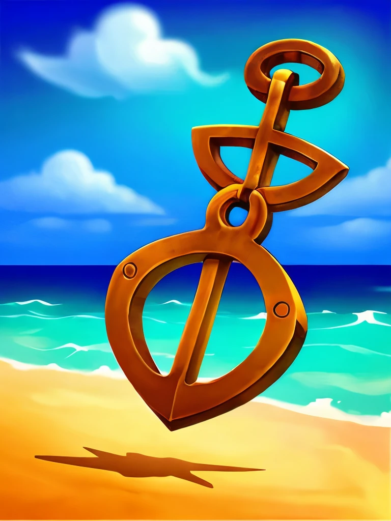 A heavy anchor，Background is the sea