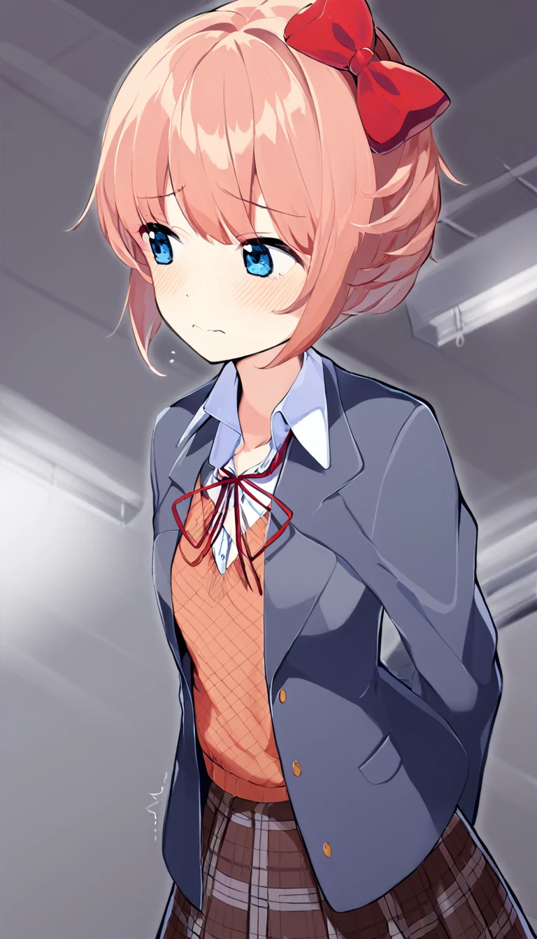 one girl, school blazer, plaid skirt, cute, depression, hair bow, hanging, suiside
