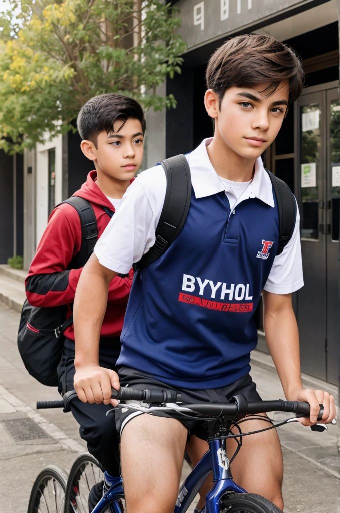 Boys go to school in bi cycle