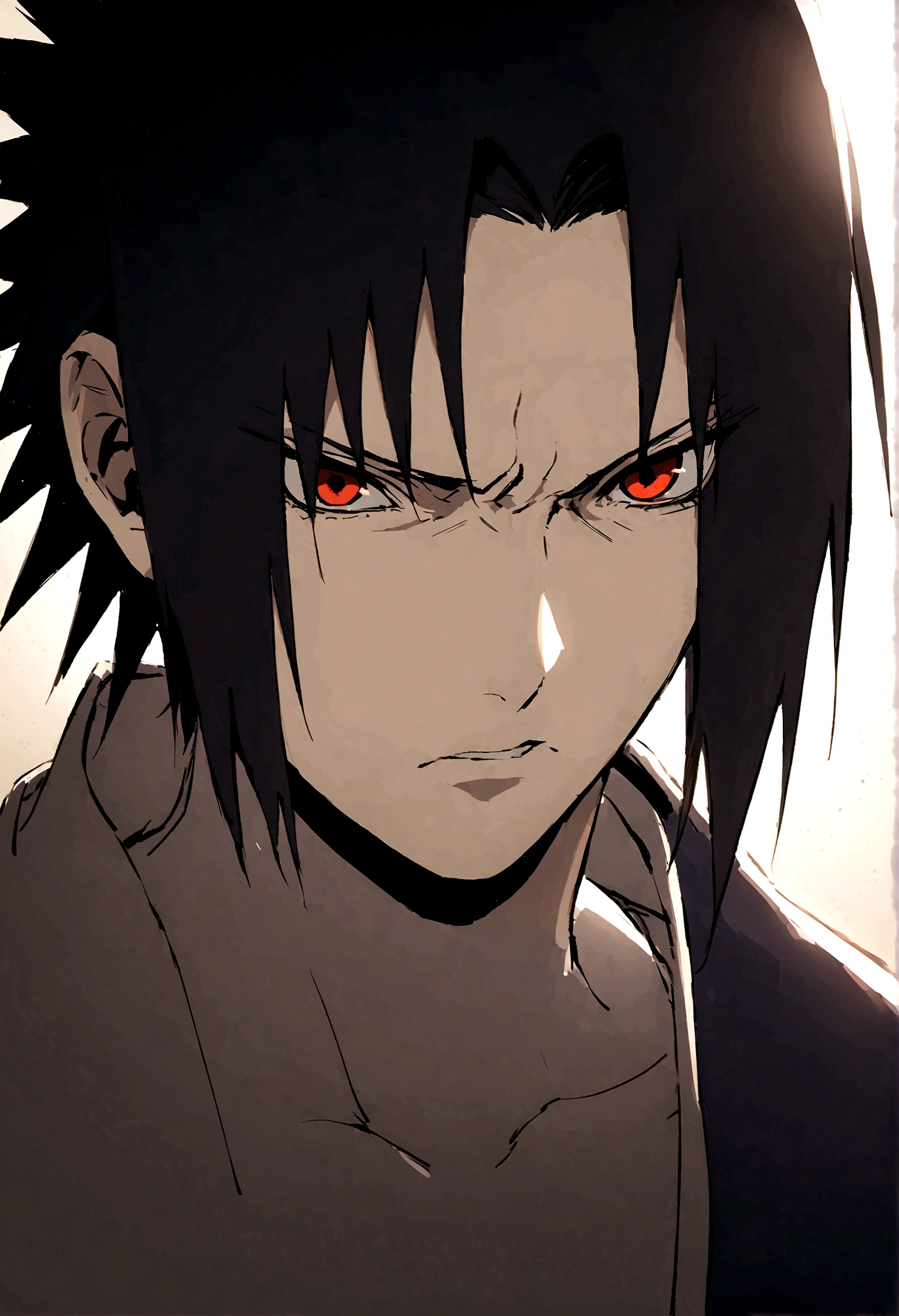 sasuke uchiha, with dagger, upper body, sharingan, 