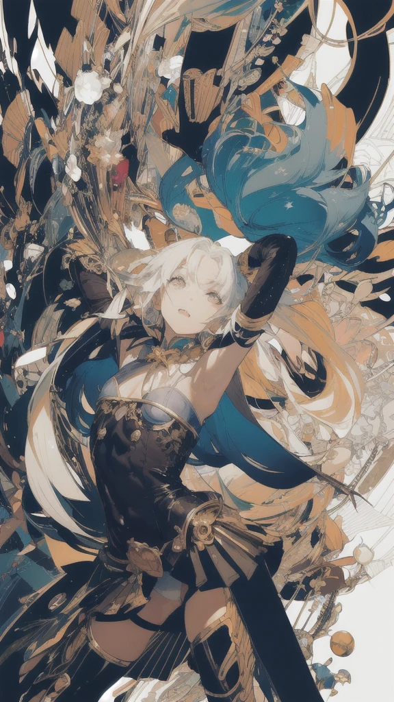 leaning back with hands out in the air,girl、high school girl、(masterpiece, highest quality, official art:1.2), (flat color:1.5),(colorful),looking at the viewer,1 girl,alone, white background, ,(2D:1.5) ,NSFW