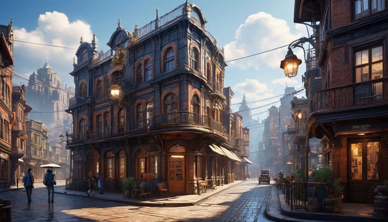 (extremely detailed CG unity 8k wallpaper),(masterpiece), (best quality), (ultra-detailed), (best illustration),(best shadow), cowboy shot, (sharp eyeliner, eyeshadow, detailed eyes:1), city background, ,BREAK , (star15school:1.2), hair ornament, ,  ((masterpiece)),((best quality)),((high detial)),((realistic,)) Industrial age city, deep canyons in the middle, architectural streets, bazaars, Bridges, rainy days, steampunk, European architecture
