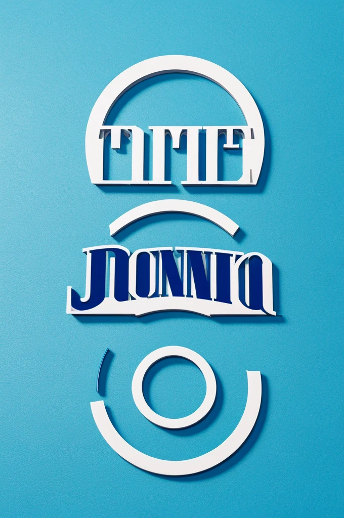 Create a logo with ZONA MOLINO letters with a light blue background that contains sports rings 