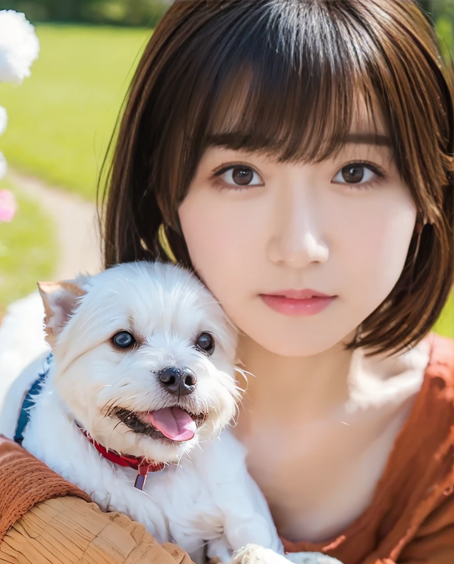 Super delicate dog expression、Being with a dog、A girl and a dog warming themselves by a bonfire、Lens flare、Hair blowing in the wind、Medium Short Hair、、Expressing the whiteness of one's breath、Photo from the waist up、Night city illumination shot、Cowgirl Shot、Fur coat、豪華なグレーのミンクのFur coat、Wear fine leather boots、Luxury Bags、Inner turtleneck、Silver necklace and small silver earrings Millionaire style:1.4))、Full body photo、smile、 Caustics、Highly detailed photos、Very beautiful woman 、Ample breasts、No makeup、(8K、RAW Photos、Highest quality、masterpiece:1.2)、(Realistic、Realistic)、1 Girl、((Medium Short Hair、Midwinter、Cold region Snow falling、The wind is blowing、Fluttering Hair、Blur the background、Colorful illuminations、Looking into the camera:1.4))、