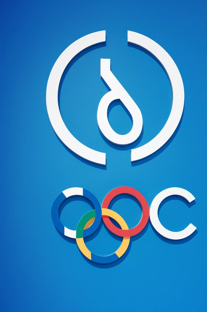 Create a circular logo with ZONA Molino letters with a blue background that contains Olympic rings 