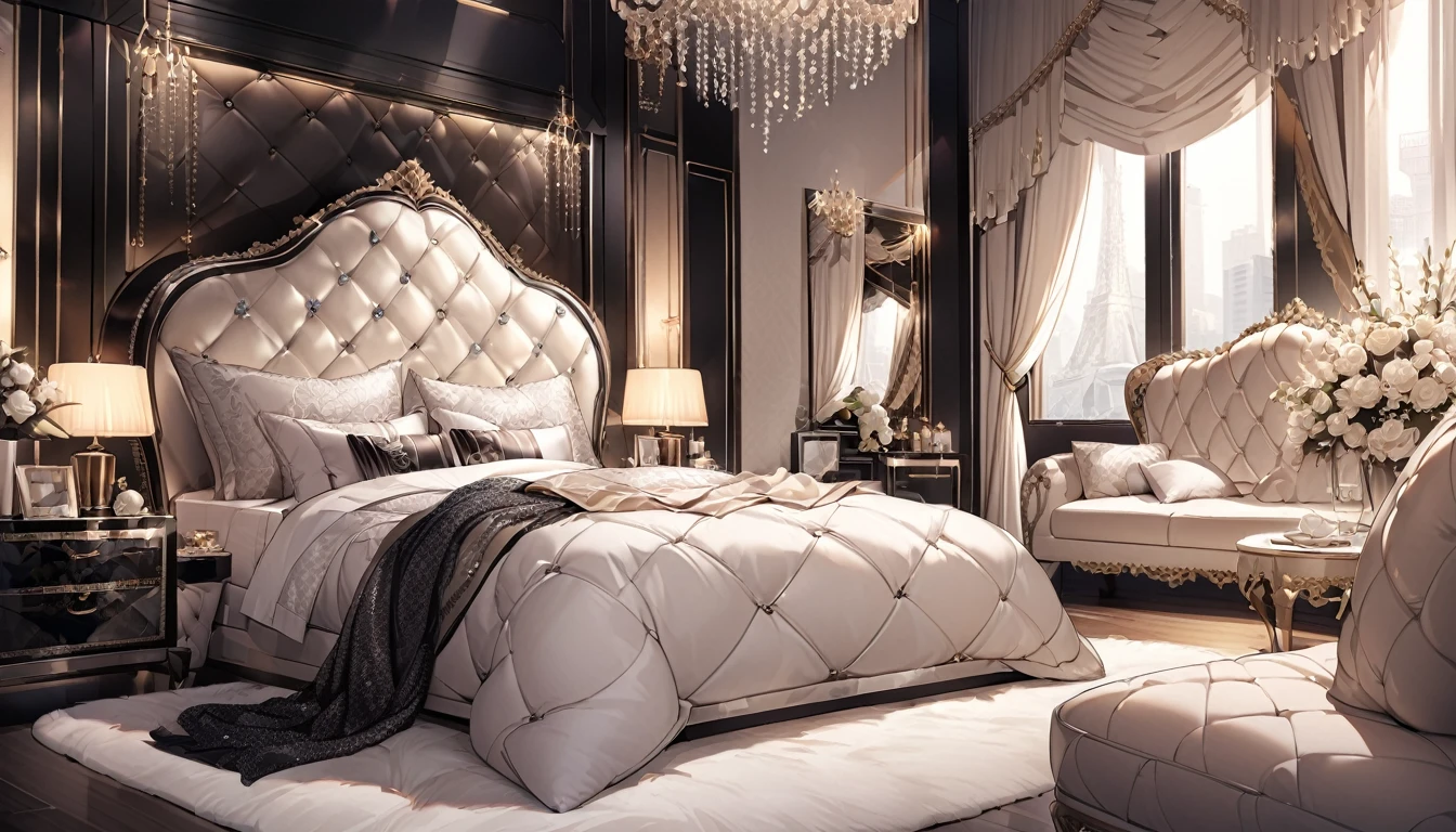 Luxurious and fluffy silk bed、Lots of big silk pillows、Luxurious Room