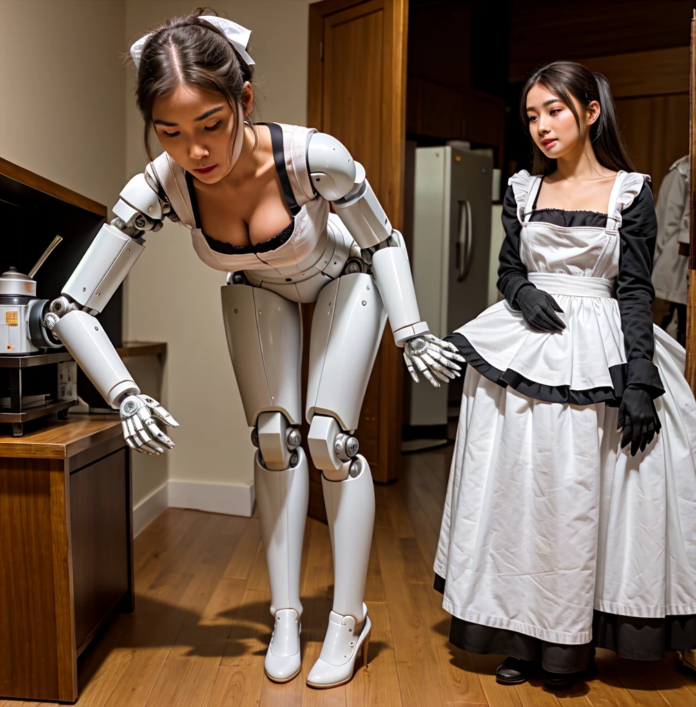 ((best quality)), ((masterpiece)), (detailed), creative a robot maid show me her full body