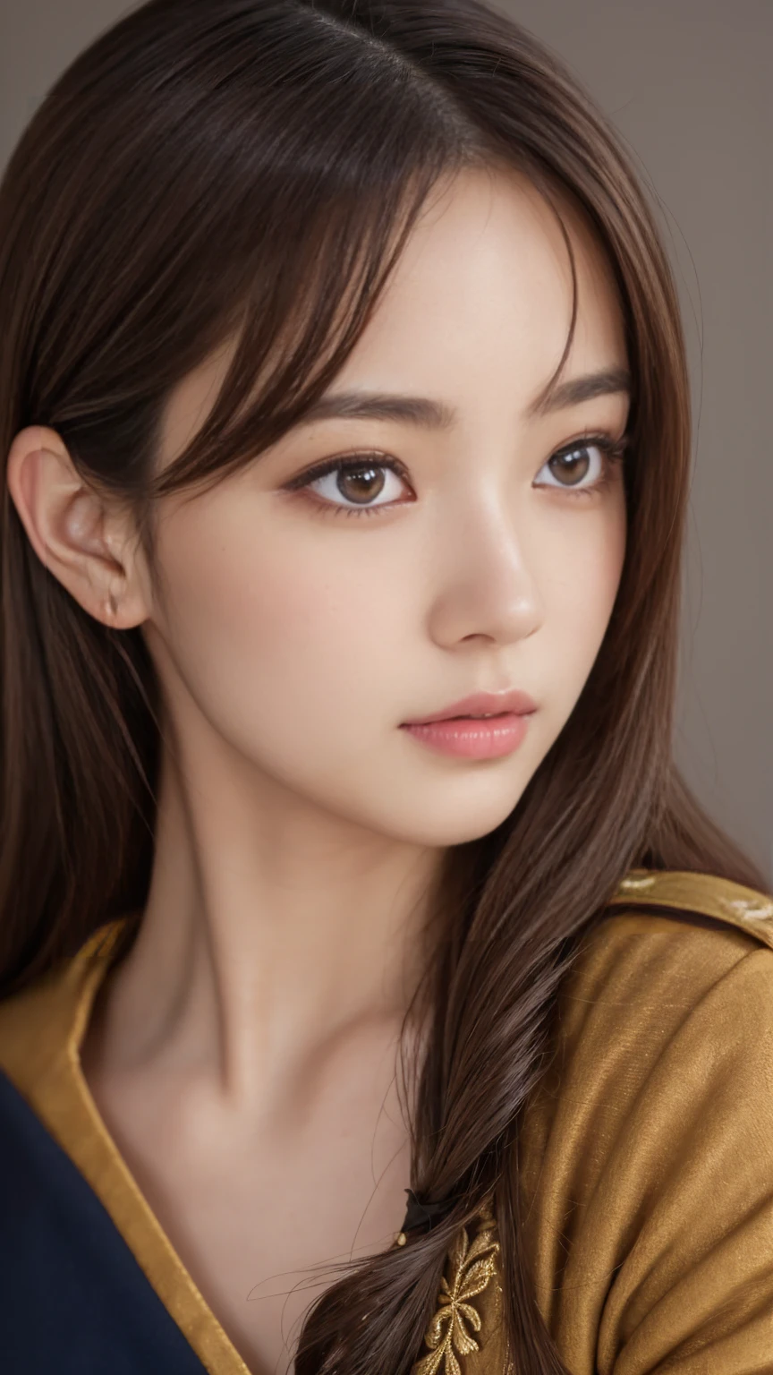 a beautiful girl in a japanese , realistic, photorealistic, masterpiece, hyper detailed, intricate details, flat chest, nsfw, best quality, 8k, hyperrealistic, studio lighting, ultra-detailed, highly detailed face, beautiful eyes, long eyelashes, delicate lips, intricate hair strands, intricate folds in uniform, soft lighting, warm color tones