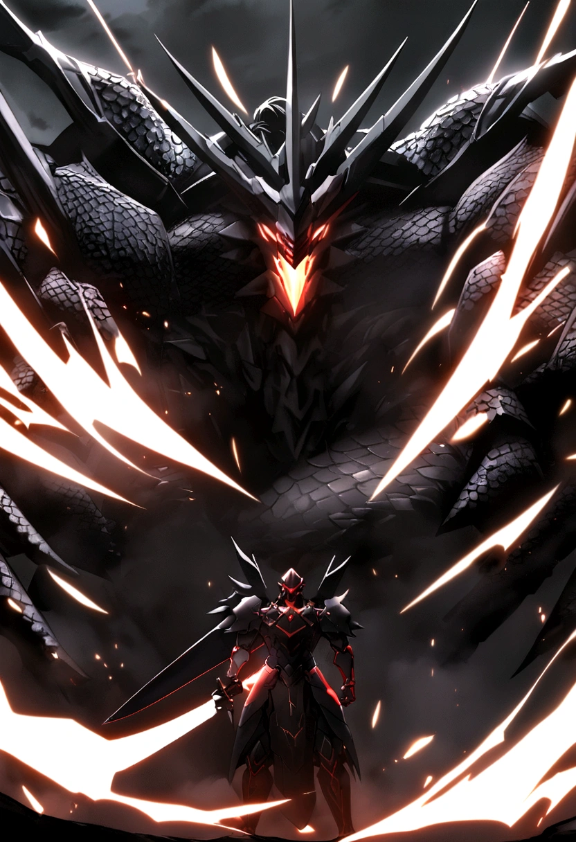 Shikai Liberation Command: "Rugge, Kurogane Ryū" (Rugge, Black Iron Dragon)

form: When the Shikai is activated, The Zanpakutō transforms into a large double-edged sword with a black metallic appearance and silver sparkles.. The blade has a texture similar to dragon scales, and the blade can be extended and retracted at will.