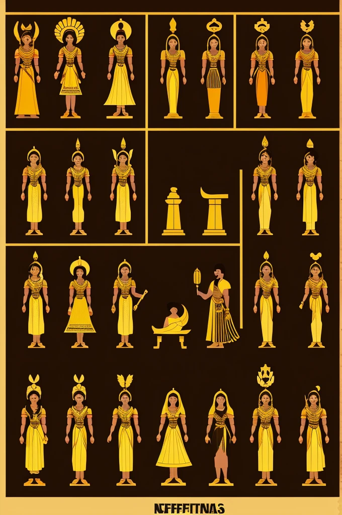 temple of nefertari standing characters vector style