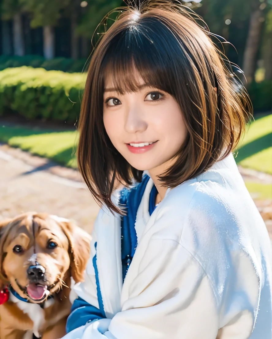 Being with a dog、A girl and a dog warming themselves by a bonfire、Lens flare、Hair blowing in the wind、Medium Short Hair、、Expressing the whiteness of one's breath、Photo from the waist up、Night city illumination shot、Cowgirl Shot、Fur coat、豪華なグレーのミンクのFur coat、Wear fine leather boots、Luxury Bags、Inner turtleneck、Silver necklace and small silver earrings Millionaire style:1.4))、Full body photo、smile、 Caustics、Highly detailed photos、Very beautiful woman 、Ample breasts、No makeup、(8K、RAW Photos、Highest quality、masterpiece:1.2)、(Realistic、Realistic)、1 Girl、((Medium Short Hair、Midwinter、Cold region Snow falling、The wind is blowing、Fluttering Hair、Blur the background、Colorful illuminations、Looking into the camera:1.4))、
