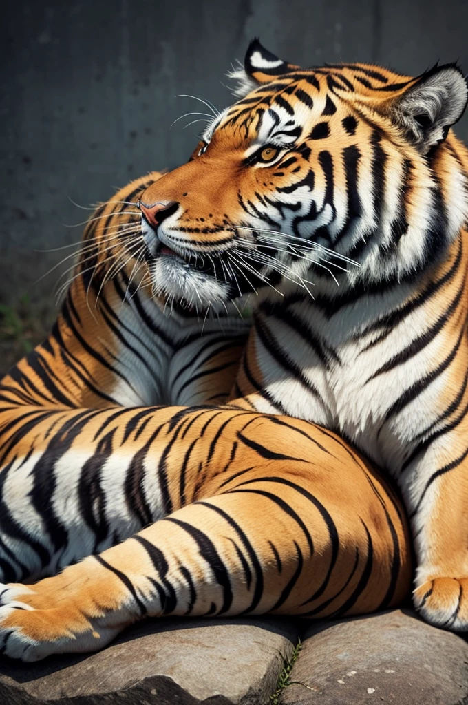 TIGER SITTING ON A KING'S ARMCHAIR, USING GOSSA GOLD CHAIN