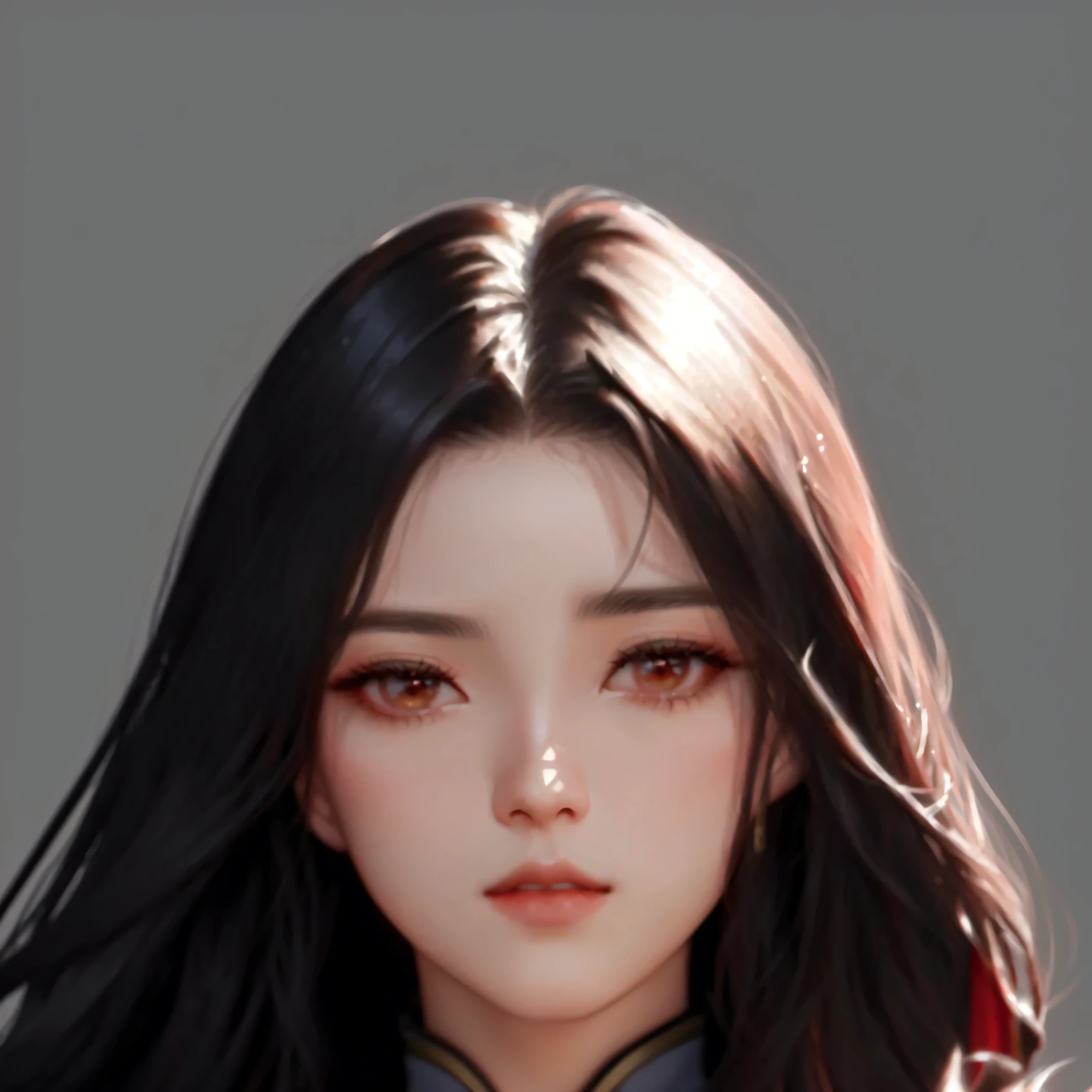 Close-up of a long-haired woman in a red jacket, Irelia, bian lian, author:Yang J, g liulian art style, Beautiful character painting, Gu Weiss, yun ling, artwork in the style of Gu Weiss, Xianxia, xianxia hero, Women with long black hair, yanjun chengt