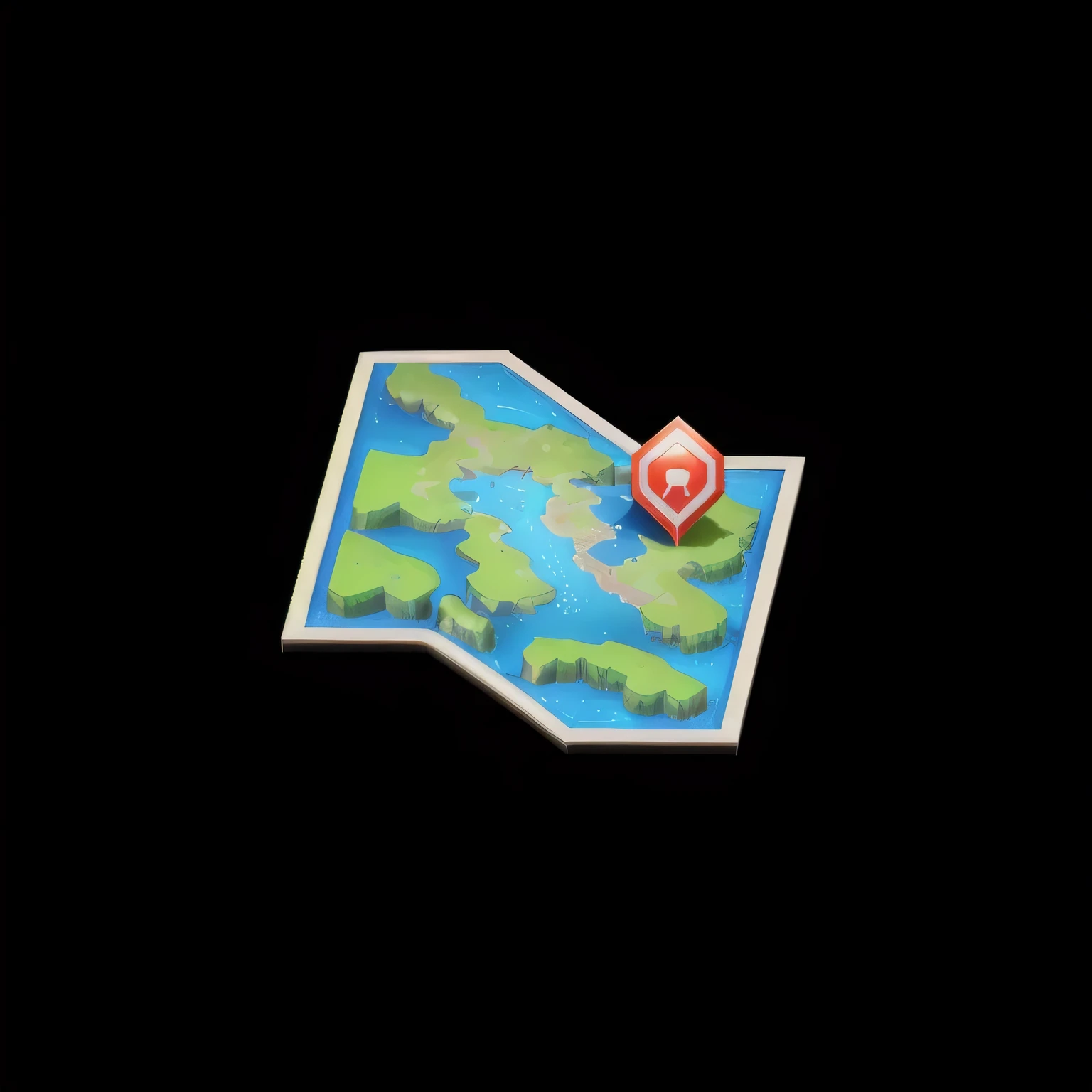 Close-up of a map with a location icon, MapPatreon,3d icons for mobile games, Very detailed map, Stylized game icons, Game Icon Assets, an exquisite 3 d map, Modular Project