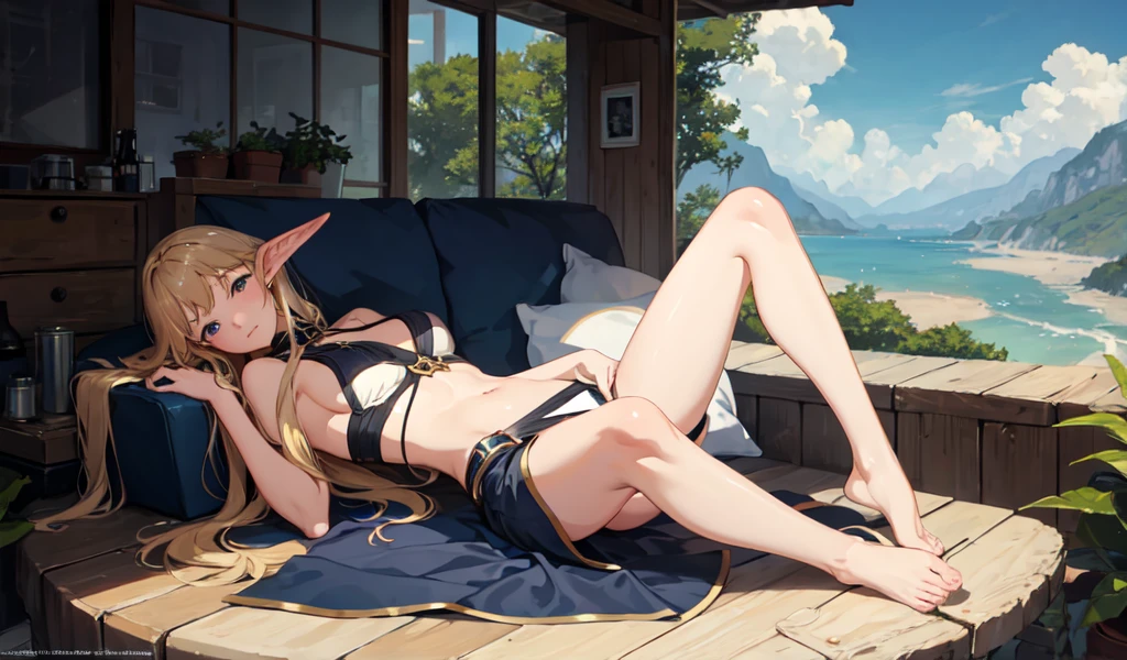 ((Top quality anime images)), ((masterpiece)), An elven woman relaxing,high resolution