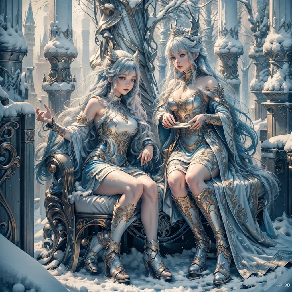 girl in blue dress in snowy forest, Fantasy art style, Cool charm,one person,Beautiful fantasy art, 8k high quality detailed art, goddess of winter, digital fantasy art ), Beautiful digital artwork, 4k fantasy art, Detailed fantasy art, 2. 5D CGI anime fantasy artwork, Detailed fantasy digital art, Winter Princess, highly Detailed fantasy art, 4k highly detailed digital art,whole body,Video,overall,Snow,whole body的画面,Realism