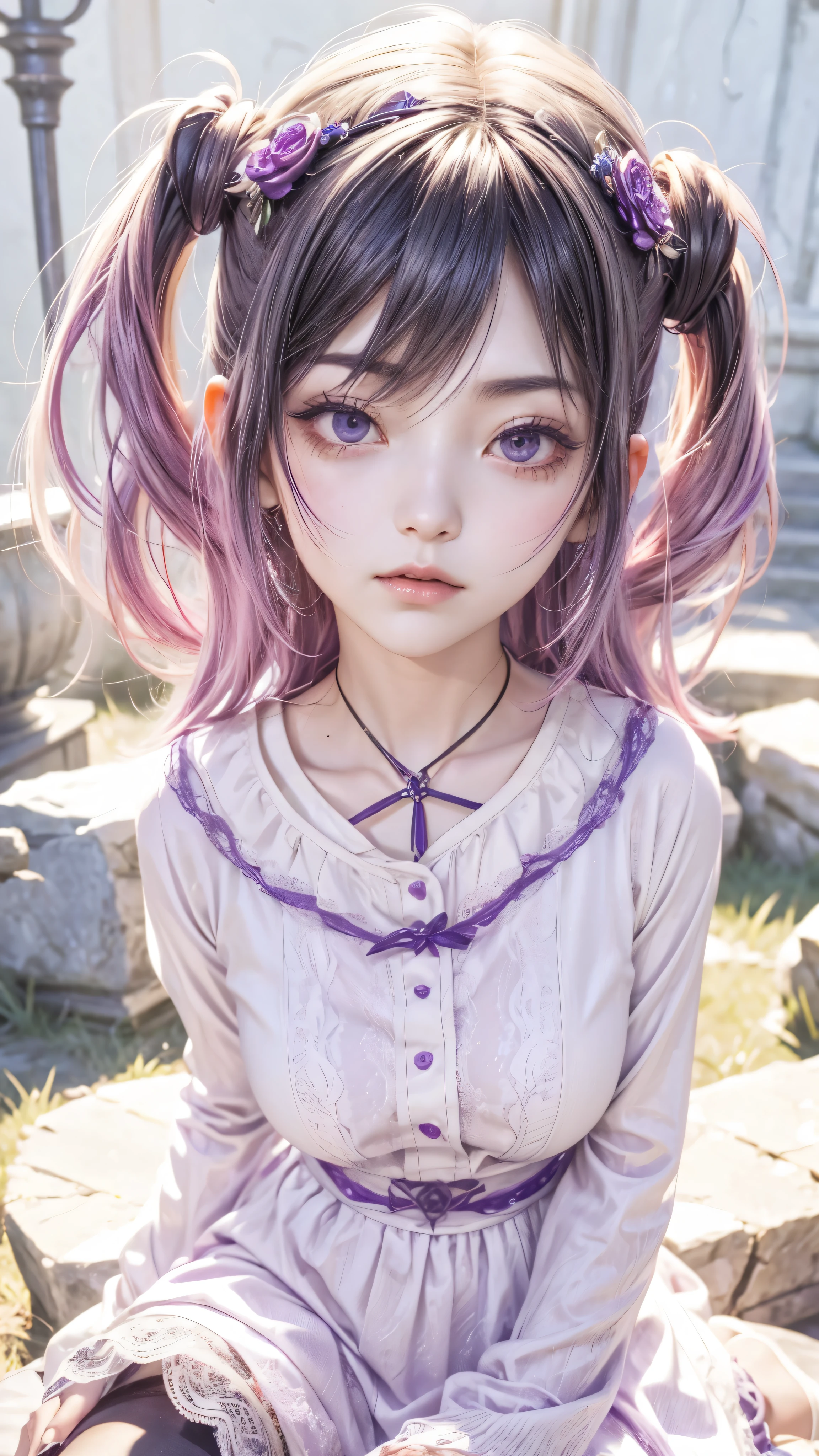 purpura hair, alchemist clothes (Dark Fantasy) (Fatal Frame)