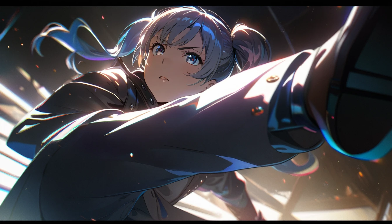 1girl, twintail girl, fighting, high kick, anime style, perfect face, long eyelashes, cinematic angle, cinematic lighting, cinematic shadows, dynamic pose, (best quality,8k,highres,:1.2),ultra-detailed,vivid colors,HDR,UHD,studio lighting,ultra-fine painting,sharp focus,physically-based rendering,extreme detail description,professional