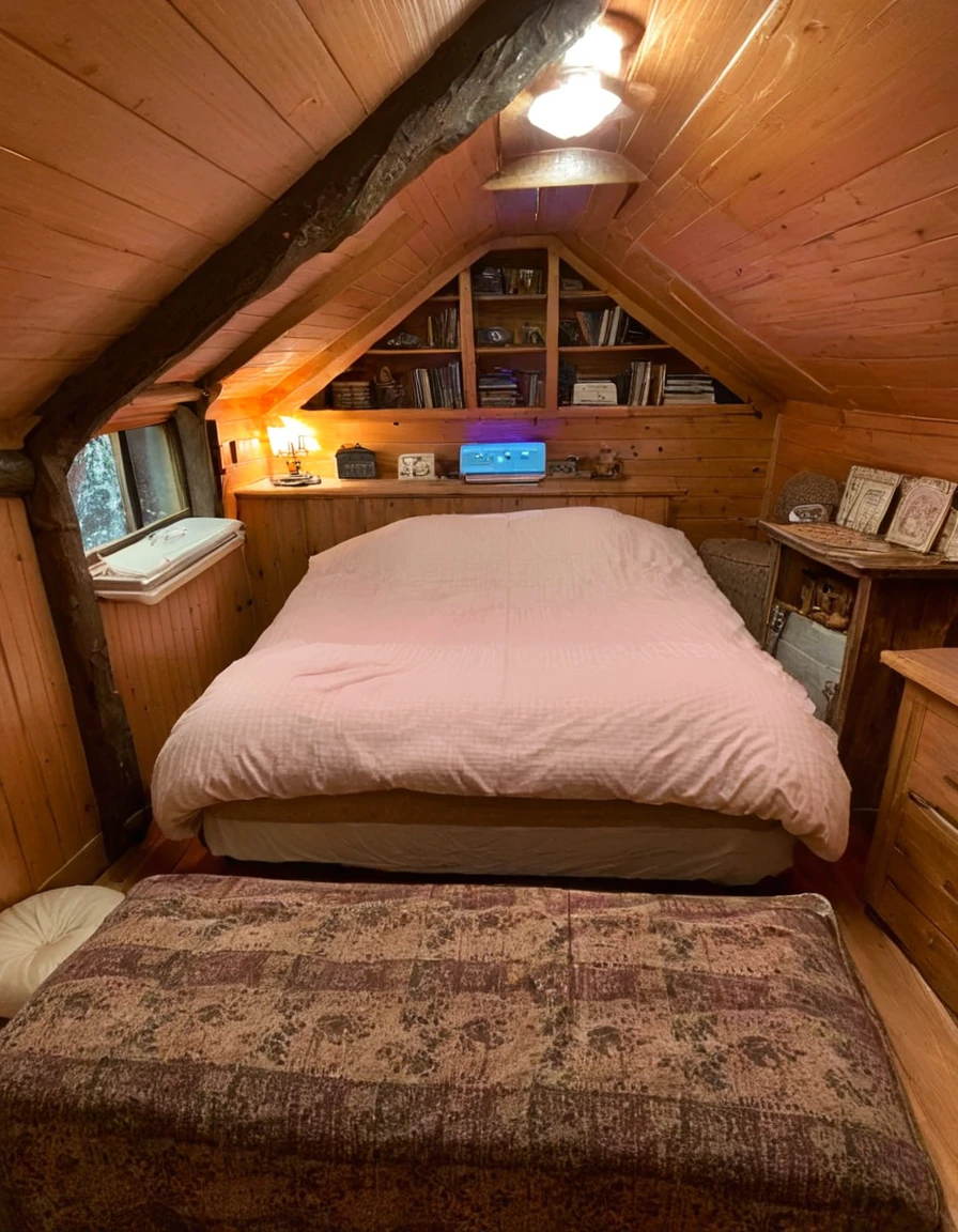 bedroom with room, cozy room, cozy treehouse bedroom, small bedroom, cozy place, cozy bed, cottagecore hippie, thomas kinkade. cute cozy room, in an attic, cottagecore, cozy and peaceful atmosphere, pleasant cozy atmosphere, cottagecore!!, cabin in the woods