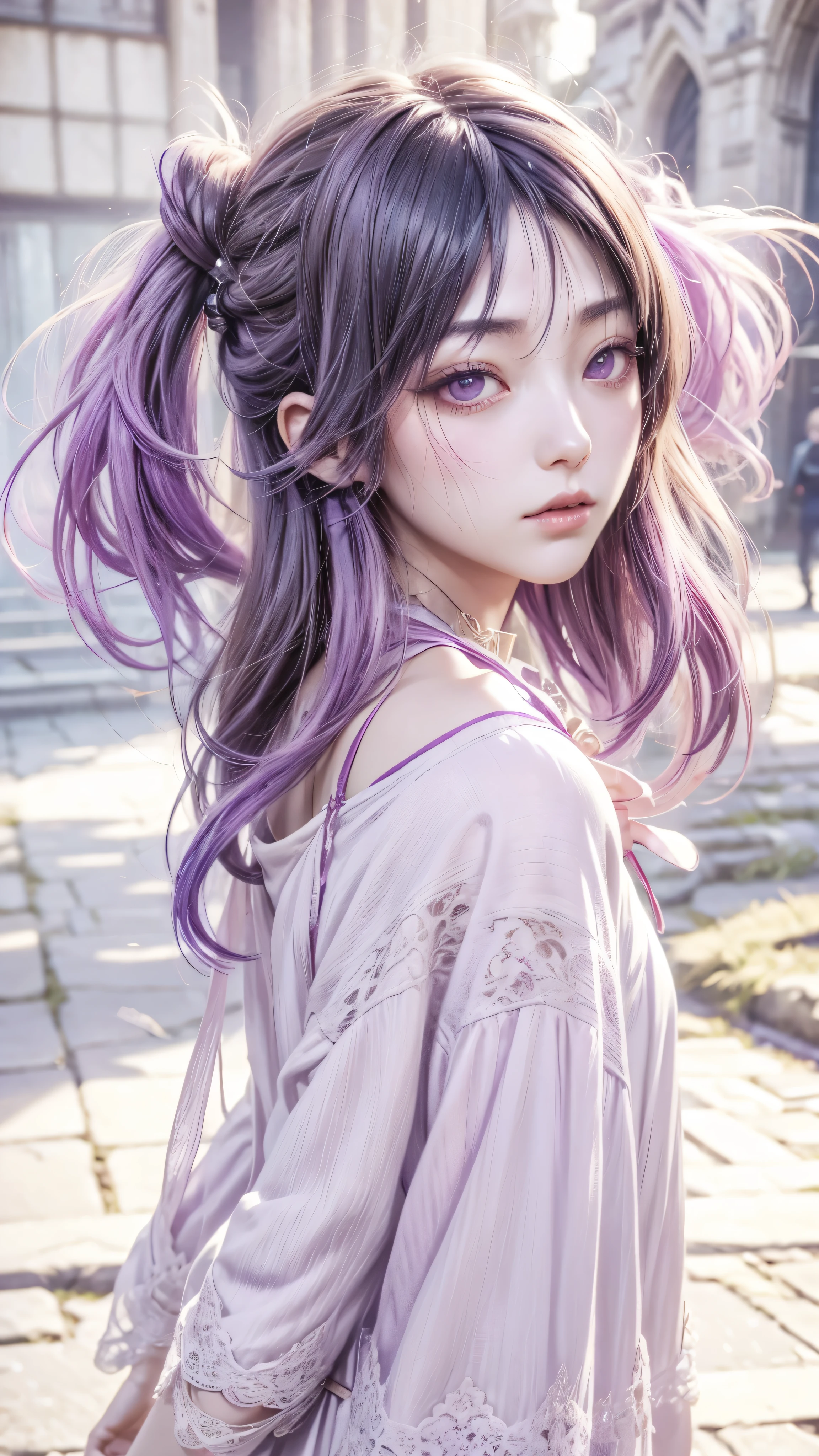 purpura hair, alchemist clothes (Dark Fantasy) (Fatal Frame)