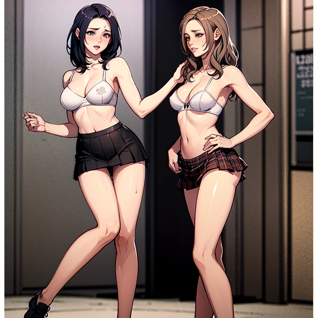 （Highest quality）,（masterpiece）,Cute Girls,Perfect breasts,Perfect Ass,20-year-old,Sensual look,mini skirt,Perfect body,Round Breasts,Soft lips,sweating,With legs apart