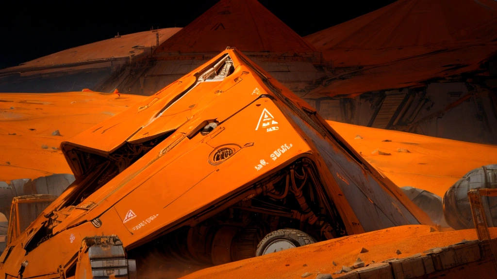 Mars base, Martian colony, On the orange surface of Mars,There is a transport vehicle,There is a robot car and a pyramid on the left.,There are many alien buildings in the middle of the picture,I hope to keep the original details,Make as few changes as possible,Ultra-HD Realism。
