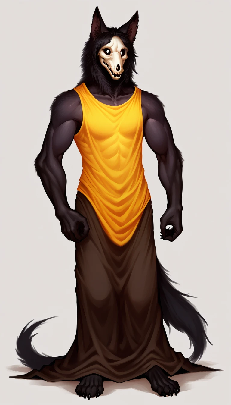 score_9, score_8_up, score_7_up, (clear simple background, white background, papyrus background), ((SFW:1.5))
 ((Mal0, SCP:1.2), _young, anthro, solo, (male:1.2), (fullbody, muscular body), (focus, ((black fur)), black eyes), beautiful, ((dressed))