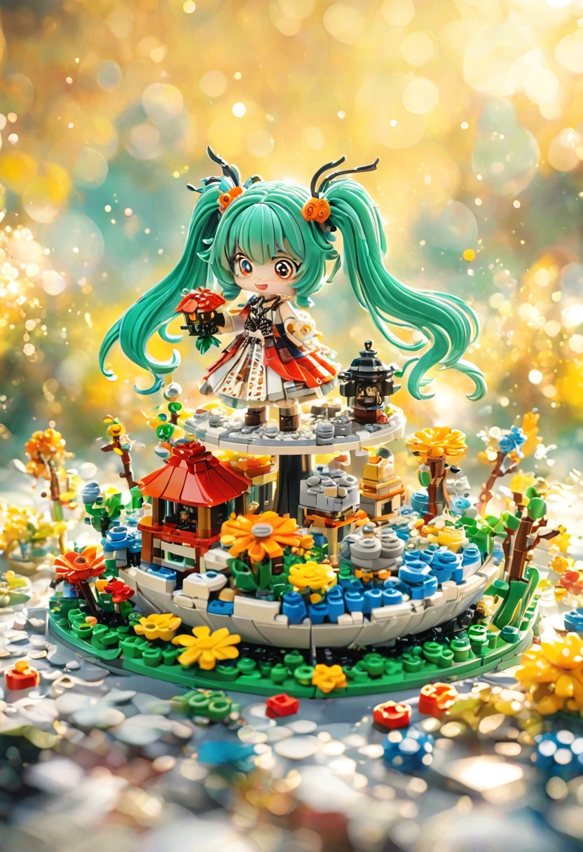 best quality, very good, 16K, ridiculous, Very detailed, Twin Tails,Made of Lego, Background space((A masterpiece full of fantasy elements))), ((best quality)), ((Intricate details))(8K)